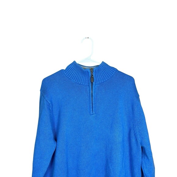 L.L. Bean Men’s XL Blue Cotton Quarter Zip Sweater Knit Pullover Classic Casual - Picture 3 of 11